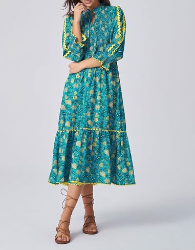 Kedera Women's Spring Boho Floral Midi Dress 2026 Casual Long Sleeve V Neck Flowy Beach Vacation Long Dress in Kuwait