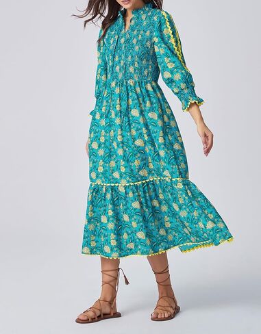 Kedera Women's Spring Boho Floral Midi Dress 2026 Casual Long Sleeve V Neck Flowy Beach Vacation Long Dress in Kuwait