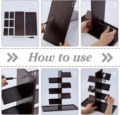 PH PandaHall Wooden Watch Holder Stand Watch Display Tower Watches Display Racks Multiple Watches Organizer Tabletop Jewelry Holder for Men Women Gifts Watch Bracelets Showcase Storage in Kuwait