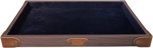 Black Walnut Wood Grain Solid Wood Jewelry Display Tray Velvet Flat Showcase Tray Cosmetics Storage Case Nightstand Dresser Table Desk Organizer Desktop Storage Organizer Catchall Tray(Black Velvet) in Saudi Arabia