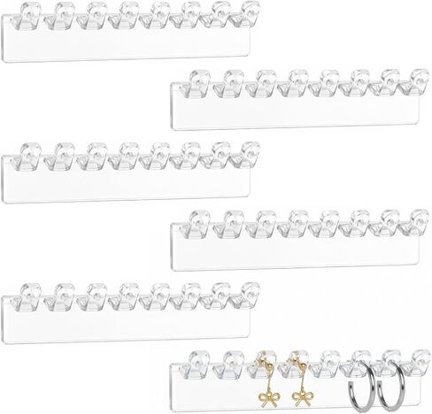 6 Pcs Necklace Holder, Hanging Jewelry Organizer, Wall Mount Jewelry Organizer with 8 Hooks, No-Drill Adhesive Hanging Racks Jewelrys Display for Rings, Earrings in Saudi Arabia