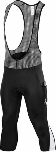 qualidyne Men's 3/4 Capri Bike Bib Tights with Pockets, Cycling Bib Shorts 4D Padded Chamois, Silicone Grippers, Reflective in Saudi Arabia