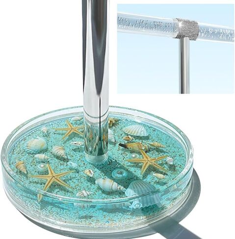 FONMY Jewelry Stand Holder Organizer Acrylic w/Nature Seashell Handmade,Seascape Countertop Jewelry Holder,Gift for Women,Jewlery Tower for Necklace, Earring, Bracelet (Blue) in Saudi Arabia