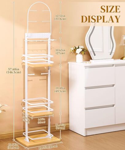Homde Women Jewelry Holder Organizer: Large Floor Jewelry Stand for Necklaces Bracelets Earrings Makeup - 3-Tier Metal Storage Display for Bedroom Vanity - Hanging Tree with Hooks in Saudi Arabia