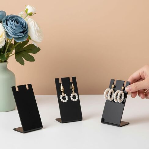 Earring Display Holder, 10Pcs Black Jewelry Display Holders 1.7x1.4x3 Inch L-Shape Earring Stand Dangling Ear Organizer Stands for Earrings Jewelry Necklace Displays Earrings Photography Prop, Acrylic in Saudi Arabia