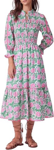 Kedera Women's Spring Boho Floral Midi Dress 2026 Casual Long Sleeve V Neck Flowy Beach Vacation Long Dress in Kuwait