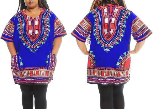 Unixex African Traditional Elastic Waist Dashki Top Wide Elbow Dashiki Tunic Top in Saudi Arabia