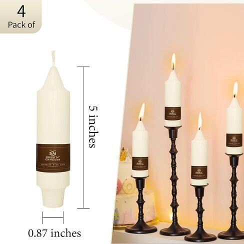 Candlesticks Short Taper Candle 5 inches Ivory Candle Sticks Smokeless Tapered Candles for Home Décor Weddings Festive Party Women Gifts in Kuwait