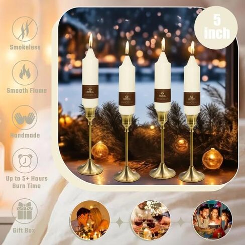 Candlesticks Short Taper Candle 5 inches Ivory Candle Sticks Smokeless Tapered Candles for Home Décor Weddings Festive Party Women Gifts in Kuwait