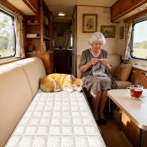 Paw Cart Couch Cover Caravan Quilted Sofa Topper Greek Key Pattern Washable Non Slip Soft Pet Protector for Any Type of Couch (Ivory,W 71“ x D 28" 1 Piece) in Saudi Arabia