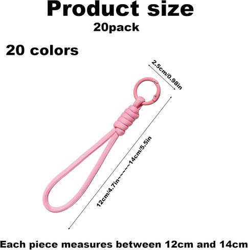 20 Piece Paracord Keychain Wristlet Bag Charm， Colorful Paracord Keychain Bag Accessories for Backpacks in Saudi Arabia