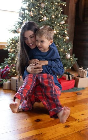 PajamaGram Family Pajamas Matching Sets - Family PJs, Red & Blue Plaid Women LG in Saudi Arabia