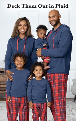 PajamaGram Family Pajamas Matching Sets - Family PJs, Red & Blue Plaid Women LG in Saudi Arabia
