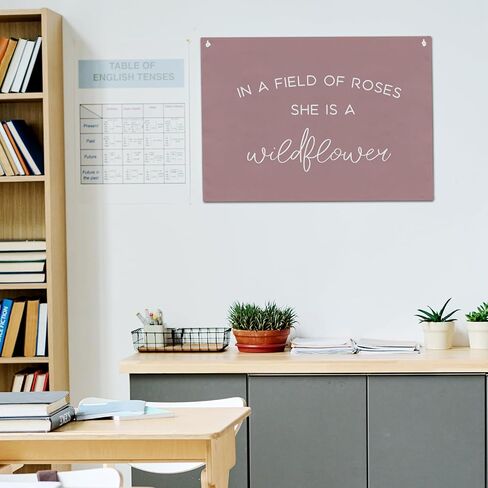 Wildflower Nursery Wall Decor, In a Field Full of Roses She Is a Wildflower Canvas Banner, 20x30 inches Pink Wall Hanging Flag Linen Tapestry Decorations for Bedroom Classroom Playroom -004 in Saudi Arabia