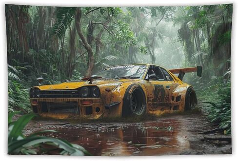 FeoYoed Tapestry Wall Hanging Aesthetic Decoration For Bedroom Living Room Wall Art Tapestries Jdm Sports Car Jungle Rain Static 40"x60" in Saudi Arabia