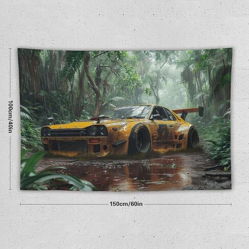 FeoYoed Tapestry Wall Hanging Aesthetic Decoration For Bedroom Living Room Wall Art Tapestries Jdm Sports Car Jungle Rain Static 40"x60" in Saudi Arabia