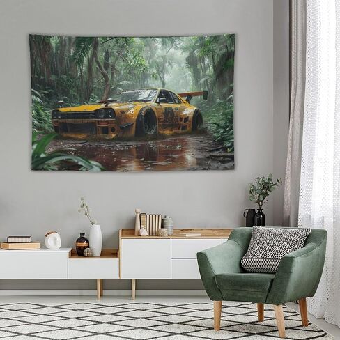 FeoYoed Tapestry Wall Hanging Aesthetic Decoration For Bedroom Living Room Wall Art Tapestries Jdm Sports Car Jungle Rain Static 40"x60" in Saudi Arabia