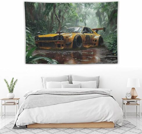 FeoYoed Tapestry Wall Hanging Aesthetic Decoration For Bedroom Living Room Wall Art Tapestries Jdm Sports Car Jungle Rain Static 40"x60" in Saudi Arabia