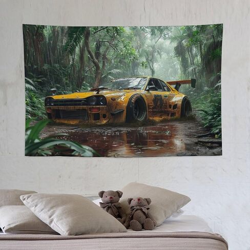 FeoYoed Tapestry Wall Hanging Aesthetic Decoration For Bedroom Living Room Wall Art Tapestries Jdm Sports Car Jungle Rain Static 40"x60" in Saudi Arabia