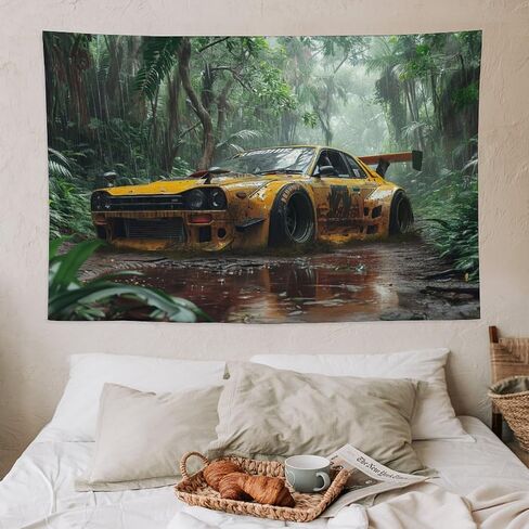 FeoYoed Tapestry Wall Hanging Aesthetic Decoration For Bedroom Living Room Wall Art Tapestries Jdm Sports Car Jungle Rain Static 40"x60" in Saudi Arabia