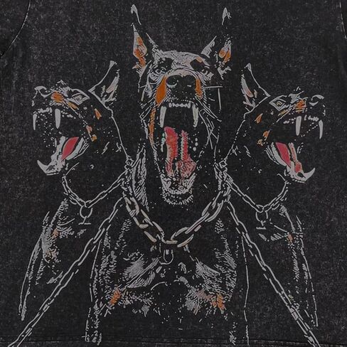 Doberman Graphic Tees for Men Oversized Gothic Dog Shirt Streetwear Tshirt Vintage Acid Wash Cotton Short Sleeve Top in Saudi Arabia