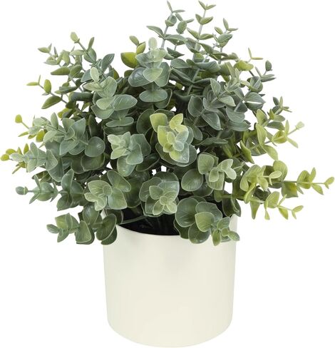 8.5" Artificial Eucalyptus Plant in Cream Pot in Saudi Arabia