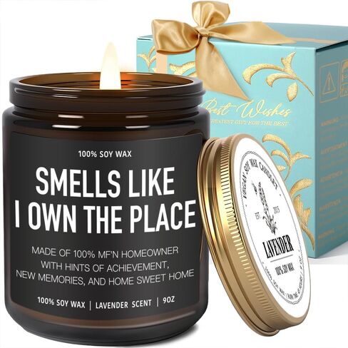 Housewarming Gifts New Home, Best Housewarming Gifts 2026, New Home Gift Candle, Closing Gift for Home Buyers, Smell Like I Own the Place Candle Funny First House Apartment Lavender Candles 9OZ in Kuwait