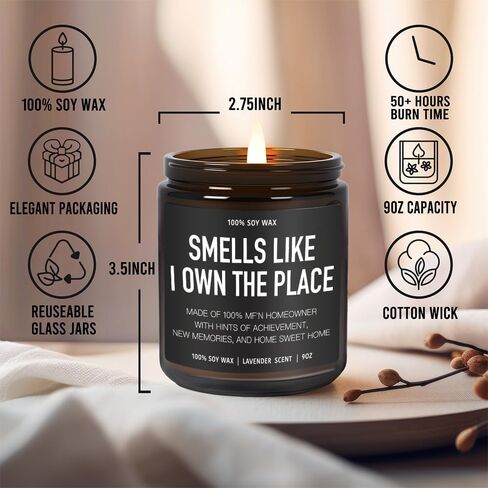 Housewarming Gifts New Home, Best Housewarming Gifts 2026, New Home Gift Candle, Closing Gift for Home Buyers, Smell Like I Own the Place Candle Funny First House Apartment Lavender Candles 9OZ in Kuwait