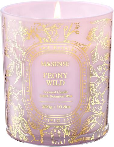 شمعة M&SENSE Wild الفاوانيا الصويا، ليلة رومانسية تدوم 55 ساعة هدية مشتعلة | حرق بطيء طويل الأمد، فتيل قطني من شمع الصويا النظيف، أجواء غرف العشاء الرومانسية، زهور الربيع والصيف، برطمان غير لامع قابل لإعادة الاستخدام in Kuwait