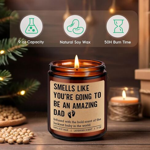 GSPY New Dad Gifts, First Time Dads Candle - Fathers Day, Pregnancy Congratulations, Gender Reveal Gifts for Father to be, Dad to be, Soon to Daddy, Expecting Father - Baby Shower Ideas for New Daddy in Kuwait