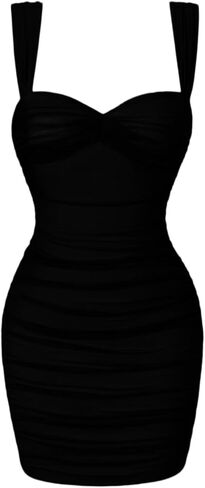 Women's Sweetheart Neck Ruched Sleeveless Bodycon Club Party Mini Dress in Saudi Arabia