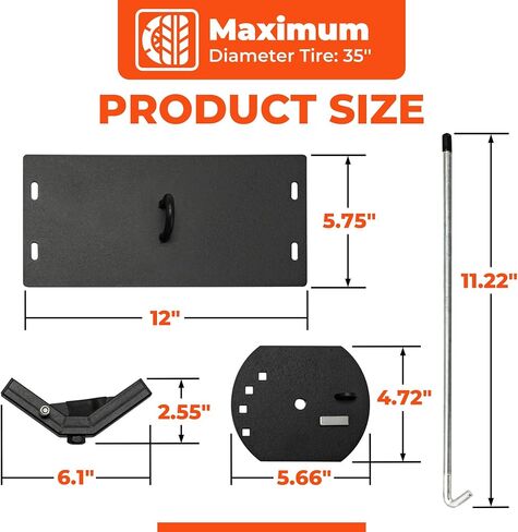 Universal Roof Rack Tire Mount-Rack Spare Tire Mount -Roof Rack Tire Carrier -Bracket for Tire on Roof Rack-Roof Rack Tire Lock-Carbon Steel Spare Tire Mount Lock-Maximum 35in Diameter Tires in Kuwait