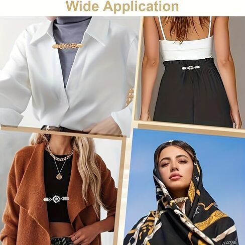 4 Pcs Vintage Brooches & Pins Sweater Dress Cinch Back Clips, Zinc Alloy Shawl Clips for Women, Shirt Tightener Collar Clips for Cardigans, Dresses, and Waist Fitting in Kuwait