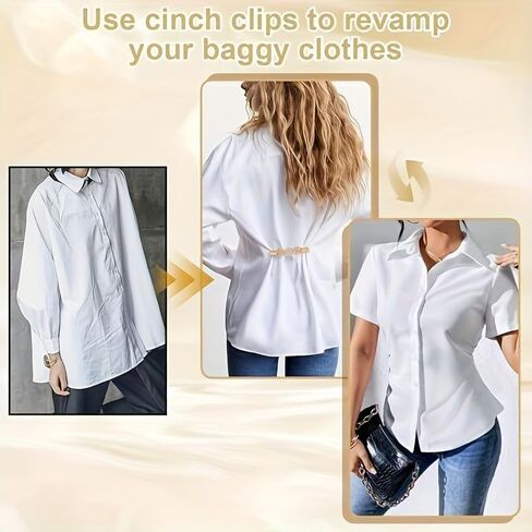 4 Pcs Vintage Brooches & Pins Sweater Dress Cinch Back Clips, Zinc Alloy Shawl Clips for Women, Shirt Tightener Collar Clips for Cardigans, Dresses, and Waist Fitting in Kuwait