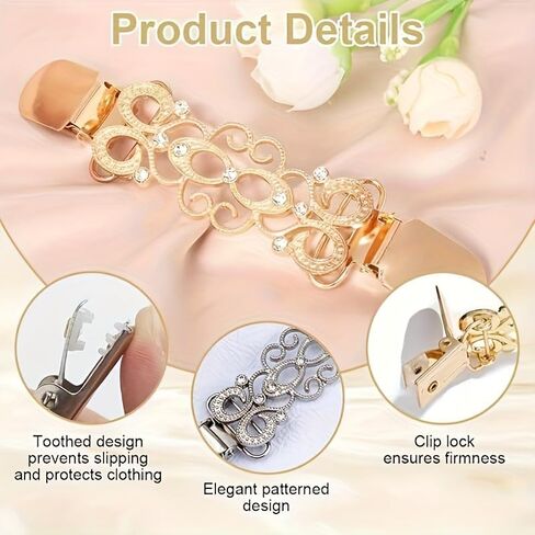 4 Pcs Vintage Brooches & Pins Sweater Dress Cinch Back Clips, Zinc Alloy Shawl Clips for Women, Shirt Tightener Collar Clips for Cardigans, Dresses, and Waist Fitting in Kuwait