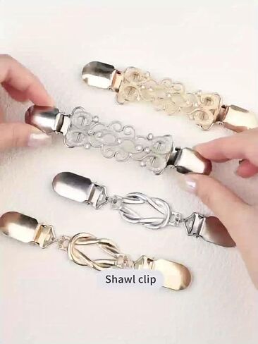 4 Pcs Vintage Brooches & Pins Sweater Dress Cinch Back Clips, Zinc Alloy Shawl Clips for Women, Shirt Tightener Collar Clips for Cardigans, Dresses, and Waist Fitting in Kuwait