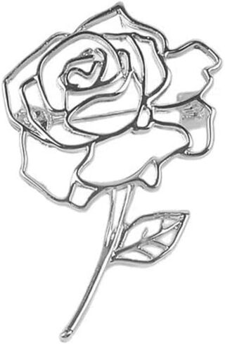Fashion Elegant Flower Brooches Pins for Women Gold Silver Stainless Steel Rose Brooch Pin Dress Skirt Scarf Hat Pins Clothing Decoration Accessories in Saudi Arabia