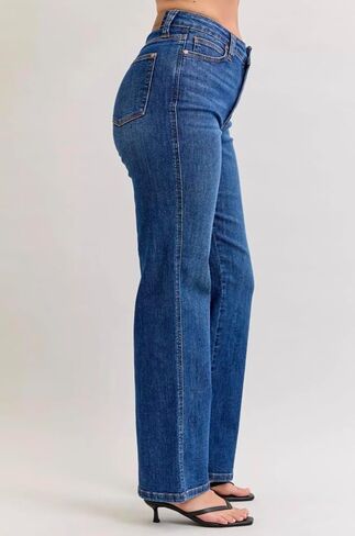 Judy Blue High Rise Tummy Control Straight Jeans- Ivory Gem in Kuwait