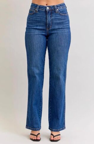 Judy Blue High Rise Tummy Control Straight Jeans- Ivory Gem in Kuwait