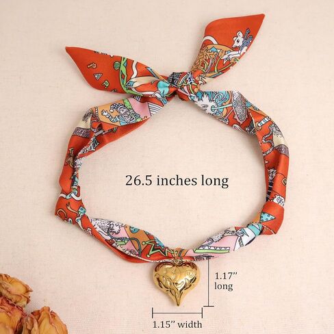Scarf Bandana Necklace for Women, Gold Charms With Heart Pendant Vintage Lightweight Leopard Choker Boho Natural Stone Fashion Accessories Fall Jewelry Gift in Kuwait