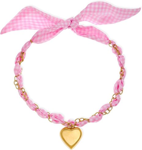 Scarf Bandana Necklace for Women, Gold Charms With Heart Pendant Vintage Lightweight Leopard Choker Boho Natural Stone Fashion Accessories Fall Jewelry Gift in Kuwait