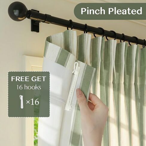 THREE GIRLS Sage Green Stripe Pinch Pleated Curtains 96 inches Long, Cottage Vintage Linen Blend Memory Trained Gingham Drapes for Bedroom Living Room, 2 Panels in Saudi Arabia