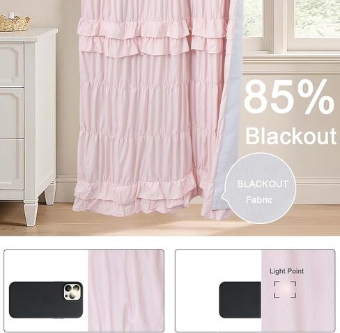 YINFUNG Pink Ruffle Blackout Curtains for Girls Bedroom Shabby Chic Girly Room 84 inch Length 2 Panels Black Out Vintage Handmade Victorian French Country Living Room in Saudi Arabia