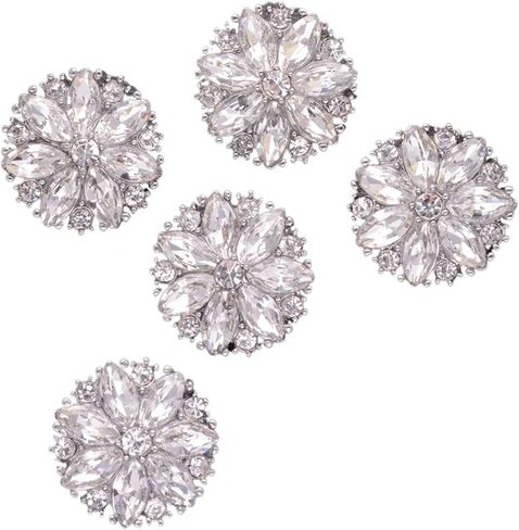 Rhinestone Buttons 10pcs Beautiful and Shiny Flowers, Rhinestones, Buttons, Clothing, Bags, Scarves, Shoes, Hats, Jewelry(Color-06,24mm) in Saudi Arabia