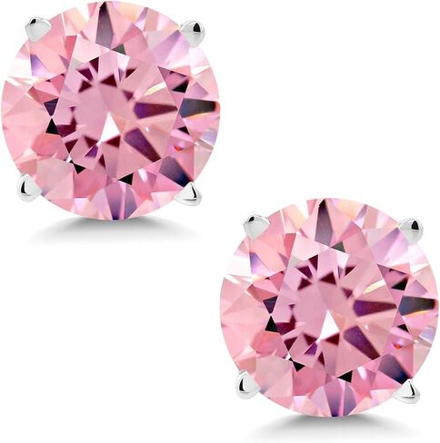 Gem Stone King 3.00 Cttw Round 6MM Pink Zirconia 14K White Gold Stud Earrings for Women Men in Saudi Arabia