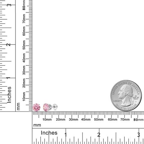 Gem Stone King 3.00 Cttw Round 6MM Pink Zirconia 14K White Gold Stud Earrings for Women Men in Saudi Arabia