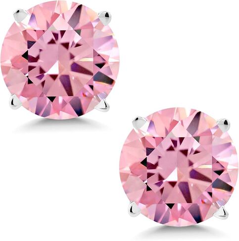 Gem Stone King 3.00 Cttw Round 6MM Pink Zirconia 14K White Gold Stud Earrings for Women Men in Saudi Arabia