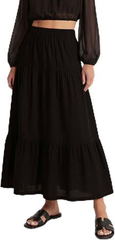 Women’s Linen Blend High Waisted Maxi A-Line Long Skirt with Pockets Breathable Casual All Season in Saudi Arabia