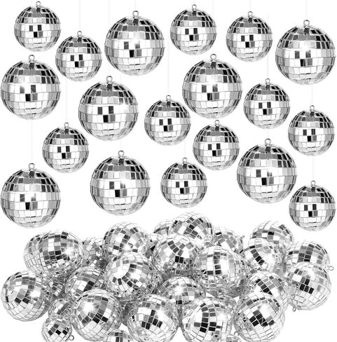 100 Pcs Mirror Disco Balls Bulk Assorted Silver Hanging Disco Ball Decor for Home Wedding Birthday Dance Music 70 S Theme Party Christmas Tree Ornaments in Saudi Arabia