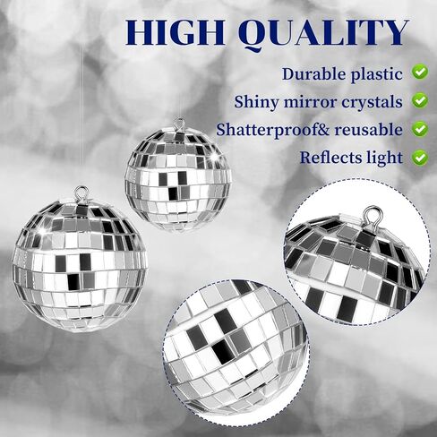 100 Pcs Mirror Disco Balls Bulk Assorted Silver Hanging Disco Ball Decor for Home Wedding Birthday Dance Music 70 S Theme Party Christmas Tree Ornaments in Saudi Arabia